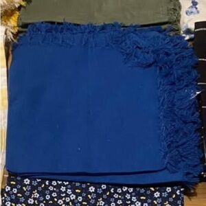 Blue Decorative Placemats/Napkins with Fringe Border (8) NEW